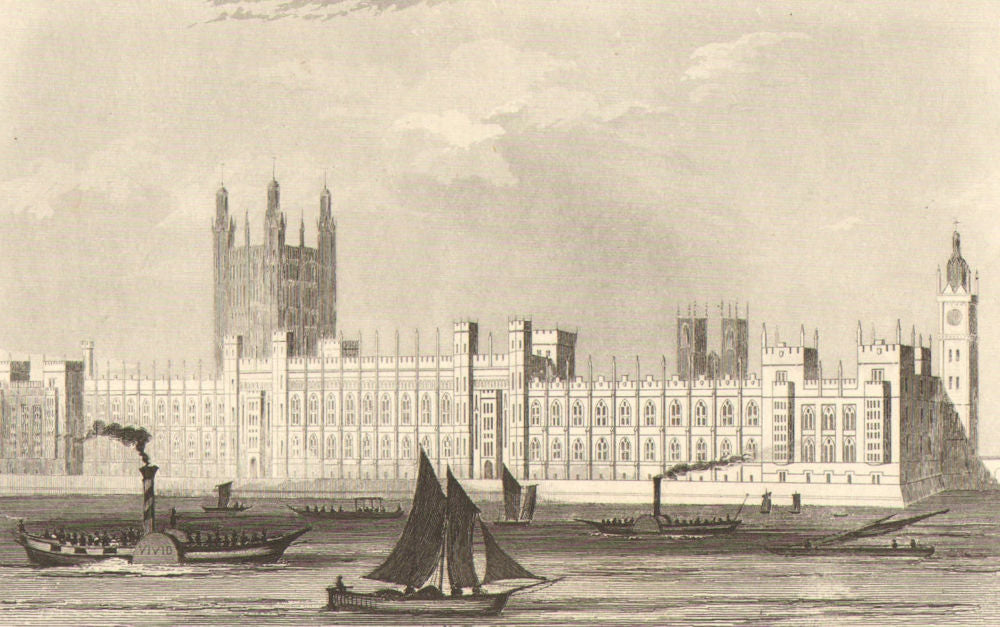 WESTMINSTER. The new Houses of Parliament. DUGDALE 1835 old antique print